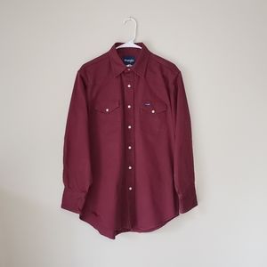 Wrangler long sleeve buttondown dark red